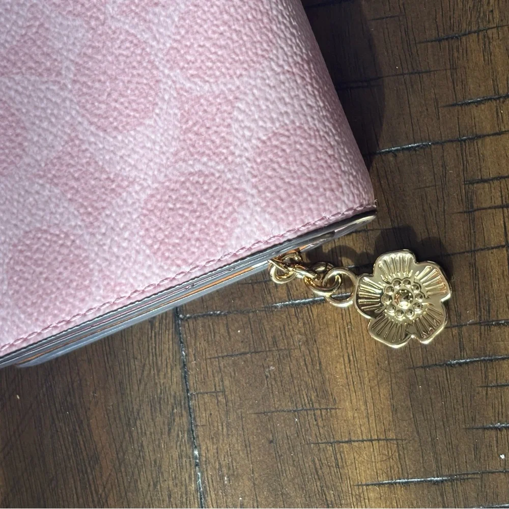 Coach Powder Pink and Brown Signature Satchel Medium Rowan and Snap Wallet NWT - Picture 4 of 9